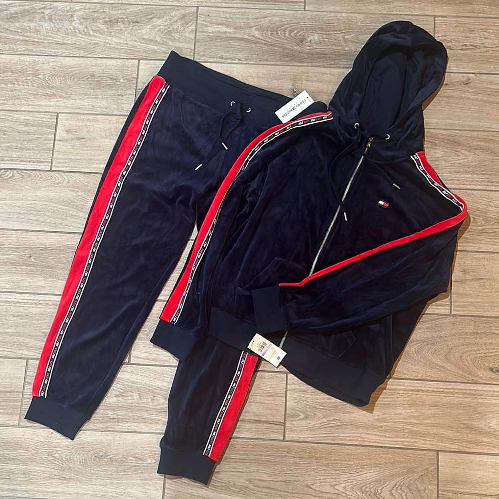 Tommy Hilfiger Blue and Red Track Pants Joggers